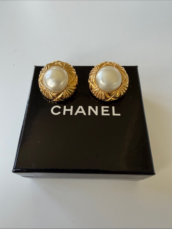 CHANEL Jewelry - CHANEL Gold and Pearl Round Button Earrings Victoire de Castellane Era 1980’s